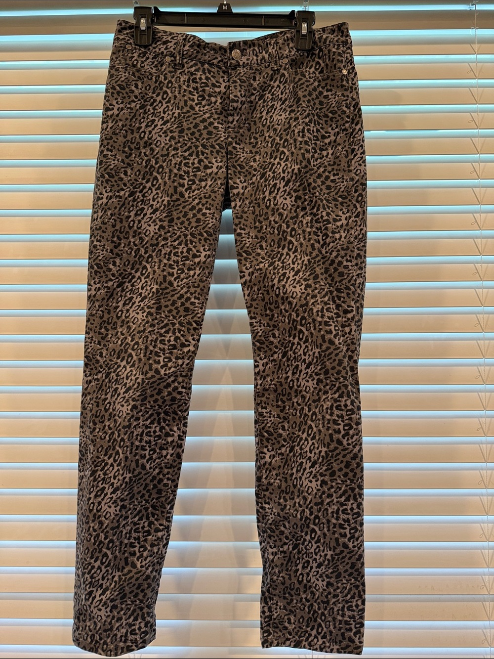 Talbots Women's Gray Leopard Print Skinny Jeans